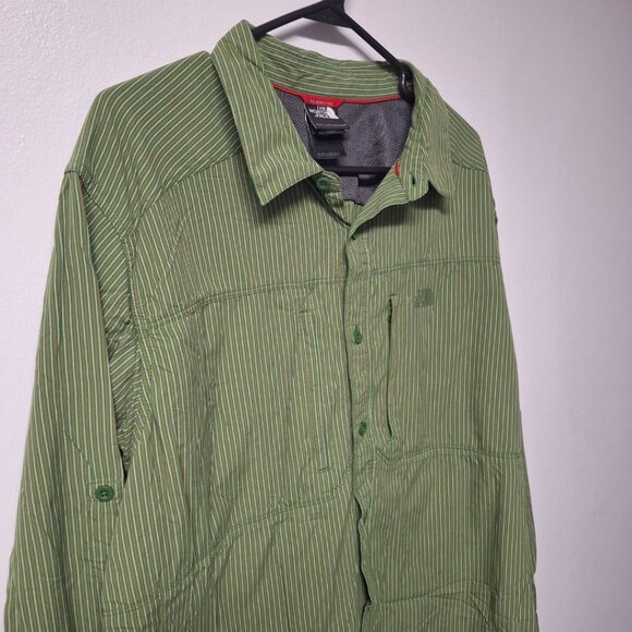 The North Face Button Down Shirt Green Stripes Long Sleeve Mens XL Breathable - Picture 8 of 9